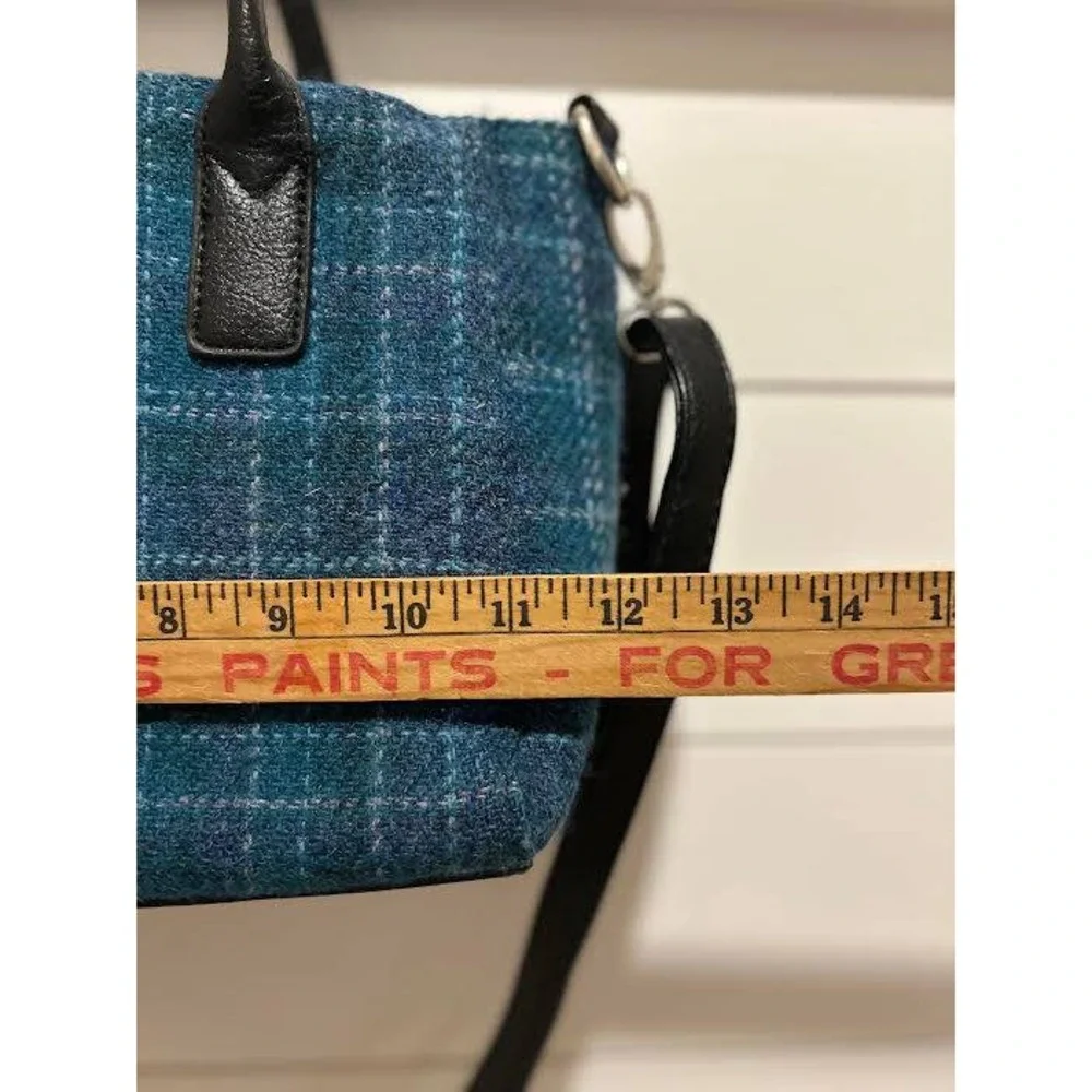 Glen Appin Harris Tweed Teal Blue Plaid Wool Satchel Crossbody Bag Handbag